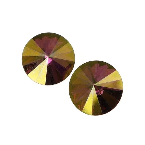 CRYSTAL LILAC SHADE 11mm Swarovski Rivoli Stones - Extra Sparkly Coated Golden Amethyst Purple Crystals Size 47ss 47 ss 10.5mm 10.7mm