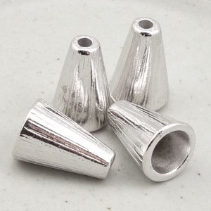 Bright Silver Bead Caps Silver Beadcaps TierraCast RADIANT CONE in Bright Rhodium Silver 12mm Tall Cone Bead Caps Textured Metal PC126 image 1