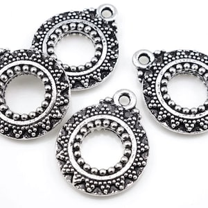 Antique Silver Charms Silver Bali Style Charms by TierraCast Double Sided Silver Pendant for Jewelry Making Jewelry Charms (P617)