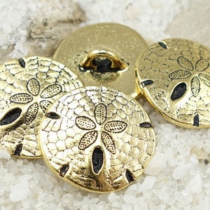 Sand Dollar Button Findings TierraCast Antique Gold Button Clasp Findings Beach Jewelry Supplies Leather Bracelet Clasp Findings (P1301)