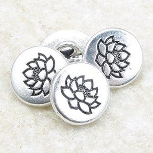 Small Lotus Button Silver Button Findings TierraCast Jewelry Buttons for Yoga Jewelry - Silver Clasp Closure (P1497)