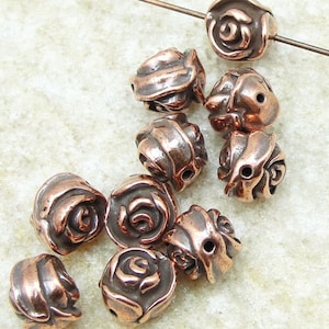 Copper ROSE BEADS Antique Copper Rose Bud Beads TierraCast Flower Beads Spring Summer Metal Beads P479 image 1