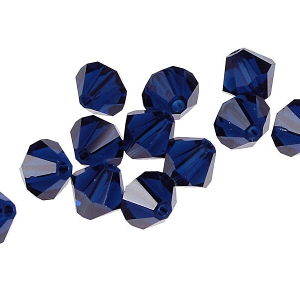 12 DARK INDIGO 6mm Swarovski Crystal Elements Bicones - Article 5301 5328 - 6mm Bicone Beads Dark Navy Blue Swarovski Beads