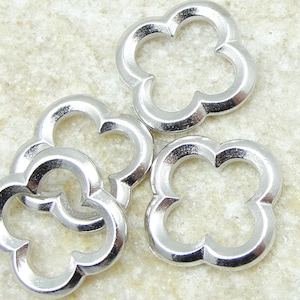 Silver Quatrefoil Charms - 16mm Medium Quatrefoil Links TierraCast Pewter Bright Rhodium Silver Metal Beads Findings Gothic Clover (P982)