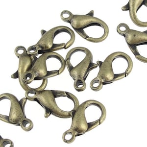36 12mm Antique Brass Lobster Clasp Findings Lobster Claw Hooks Bracelet Clasp Necklace Clasp Bronze Clasp Closure Brass Findings (FSAB86)