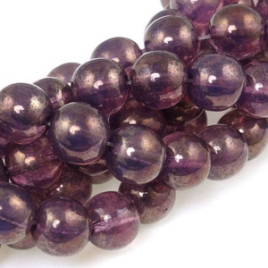 25 Milky Pink Moon Dust 8mm Round Beads Radiant Orchid Czech Glass Beads Grape Plum Czech Druks image 1