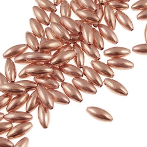 50 Solid Copper Rice Beads 7mm x 3mm Melon Beads Raw Copper Spacers Bright Copper Metal Beads FSC11 image 1