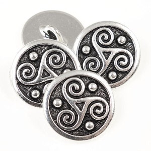 Triskele Celtic Buttons Antique Silver Button Findings 16mm TierraCast Leather Jewelry Findings PF2132 image 1