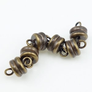 6 Antique Brass Magentic Clasp Findings Small Magnet Clasps Brass Clasps Bronze Clasp Brass Oxide Bronze Findings FSAB92 image 1