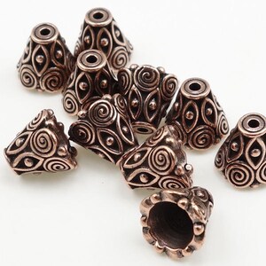 Antique Copper Bead Caps Copper Beadcaps 9mm x 10mm Oxidized Copper Beads TierraCast SPIRALS CONE Copper Bali Beads Jewelry Beads PC114 image 2