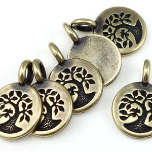 Antique Brass Charms Brass Tree of Life Charms TierraCast TREE Charm You Collection Mini Pendant Bronze Charms Yoga Charms Mindfulness P1325 image 1