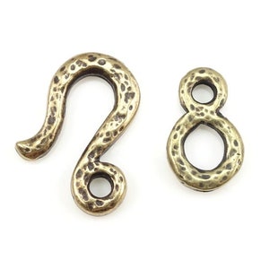 Antique Brass Clasp Findings - TierraCast Hammered Hook and Eye Clasp Set - Hammertone Textured Metal Bronze Findings for Jewelry (P2469)