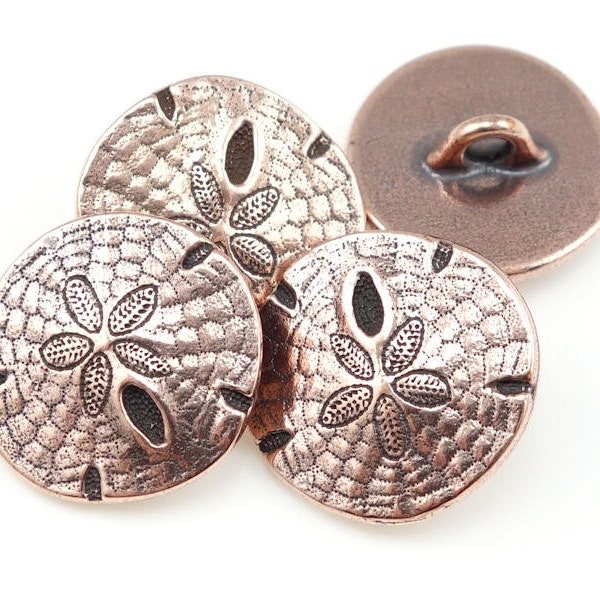 Antique Copper Sand Dollar Button Clasp Findings by TierraCast for Leather Jewelry Beach Bracelets (P1303)