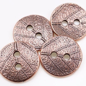 Antique Copper Leaf Button Findings - TierraCast Leather Jewelry Supplies - Autumn Fall Copper Buttons (PF524)
