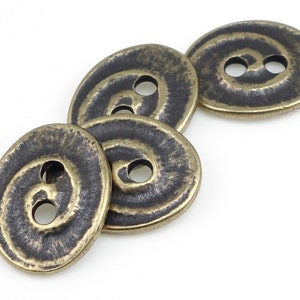 Antique Brass Button Findings TierraCast SWIRL Button Clasp Findings Leather Jewelry Supplies Metal Buttons Bronze Buttons PF793 image 2