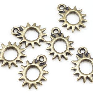 Radiant Sun Charms TierraCast Open Sun Antique Brass Charms Brass Oxide Bronze Charms Celestial Jewelry Charms for Jewelry Making P1098 image 1