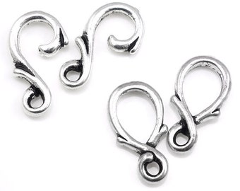 Antique Silver Clasp Findings TierraCast VINE HOOK Clasp Set Silver Findings Bracelet Clasp Necklace Clasp Silver Toggle Woodland (PF87)