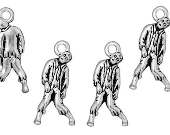 20 Zombie Charms - Antique Silver Charms TierraCast Pewter Frightful and Delightful Collection - Halloween Charms Spooky Living Dead (P1151)