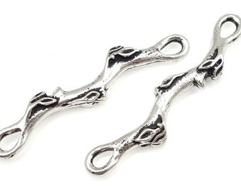 Antique Silver Branch Link Findings for Jewelry Making - TierraCast Botanical Branch Twig Silver Charm - Woodland Nature (P1608)