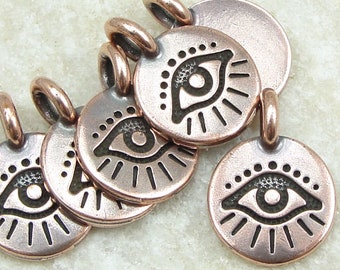 Evil Eye Charm Antique Copper Charms for Jewelry Making - TierraCast You Collection 1/2" Mini Pendant - Antique Copper Pendant (P1484)