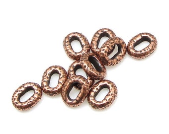 Distressed Oval Crimp Bead 8mm x 6mm Spacers TierraCast Leather Findings Collection - Antique Copper Dark Copper Metal Beads PS424