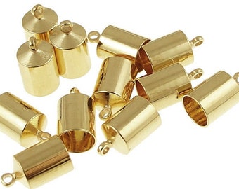 12 Kumihimo Caps - 6mm Gold Kumihimo End Caps - Gold Plated Cord End Caps Kumihimo Supplies - Kumihimo Findings - Glue In Cord Caps (KH29)