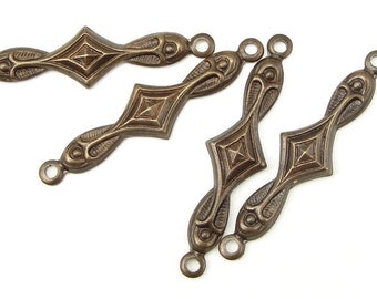 Vintaj INFINITY DIAMOND Link - Antique Brass Connector Bar - Aged Natural Brass Bronze Findings C2H100