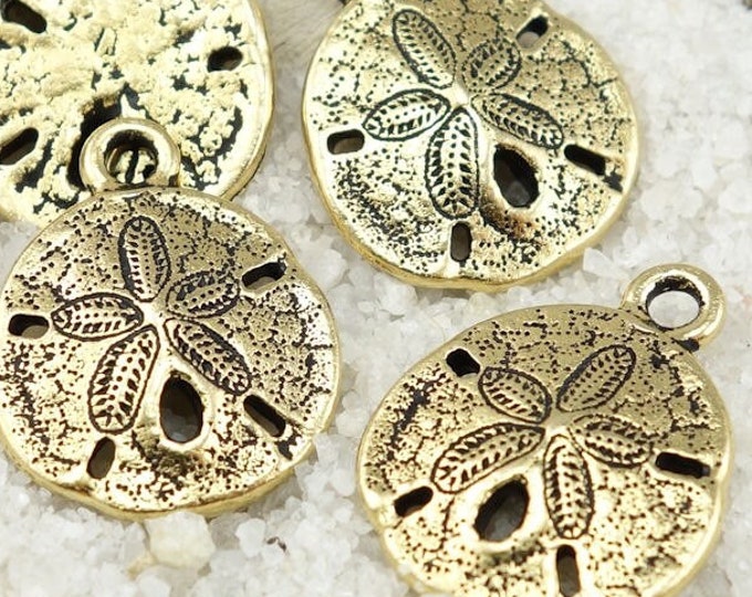 Sand Dollar Charm Gold Charms Tierracast Antique Gold Sanddollar Charms ...