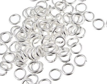 100 5mm 18g Silver Plated Jumprings - 18 Gauge Silver Jump Rings Open - Shiny Bright Silver Findings   (FS61)