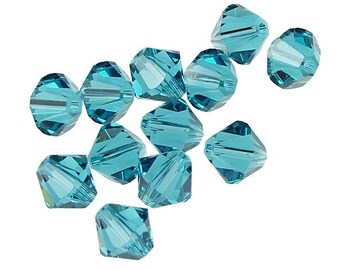 12 INDICOLITE 6mm Swarovski Bicone Beads - Deep Teal Blue Beads - 5328 5301 Swarovski Beads - Blue Green Crystal Beads - 6mm Bicones