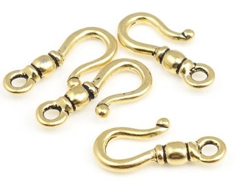 Antique Gold Hook Clasp Findings - TierraCast Classic Hook Gold Findings - Gold Toggle Findings Bracelet Findings (PF404)