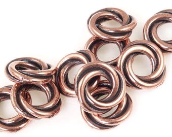 8mm Antique Copper Loveknots Love Knot Twisted Large Hole Beads European TierraCast Rope Ring Beads Copper Beads (PS343)