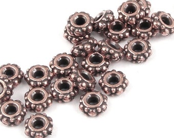 4mm Copper Beads - Antique Copper Bali Beads - TierraCast SMALL TURKISH Heishi Spacer Beads - Dark Copper Metal Beads (PS110)