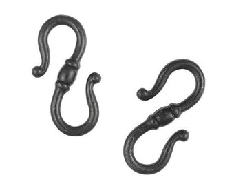 TierraCast CLASSIC S-HOOK Clasp - Black Oxide Hook Clasp Findings - Matte Black Metal Findings by Tierra Cast Pewter (PBF20)