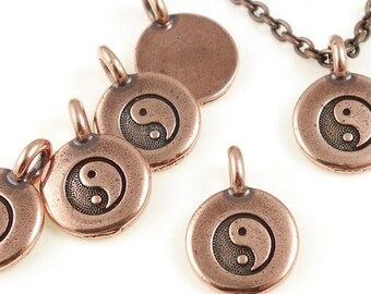 Tiny Yin Yang Pendant Antique Copper Charms TierraCast Yin Yang Charms for Meditation Mindfulness Jewelry Eastern Spirituality (P1233)