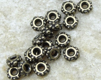 100 Brass Beads - 4mm Antique Brass SMALL TURKISH Spacer Beads by TierraCast Pewter - Bronze Metal Beads - Vintage Style Heishi Bali (PAS6)