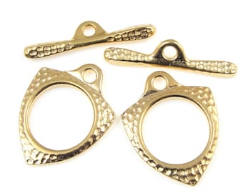 Bright Gold Toggle Clasp Findings TierraCast FORGED CLASP Set Medium Large Toggle Findings Bracelet Clasp Gold Clasp Textured Metal (PF2049)