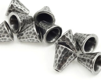 Textured Metal Hammered Cone Style Bead Caps Dark Antique Silver Bead Caps TierraCast HAMMERTONE CONE Silver Beadcaps Silver Findings P1405