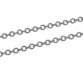 25 Feet Gunmetal Chain - Loose Gun Metal Chain for Jewelry - 2mm Cable Chain Round Necklace Chain Bulk Spool Craft Chain  (FSGMC10)