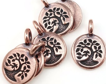 Antique Copper Charms Copper Bird in a Tree of Life Charm TierraCast Copper Pendants Yoga Charms Jewelry Charm for Mindfulness Jewelry P1326