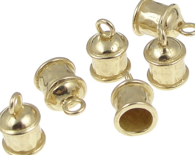 6 Kumihimo End Caps Bright Brass Plated Large Fancy Kumihimo Cord Ends
