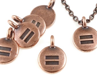 Equality Pendant Minimalist Copper Pendant TierraCast Equality Charm LGBT LGBTQ Copper Charms Equal Sign Charm (P1245)