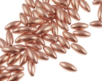 50 Solid Copper Rice Beads 7mm x 3mm Melon Beads - Raw Copper Spacers Bright Copper Metal Beads (FSC11)