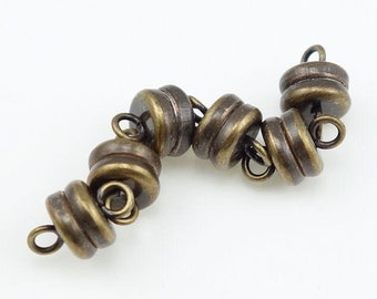 6 Antique Brass Magentic Clasp Findings Small Magnet Clasps Brass Clasps Bronze Clasp Brass Oxide Bronze Findings (FSAB92)