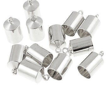 12 Silver End Caps 6mm Silver Plated Kumihimo Cord Caps Cord Ends Kumihimo Supplies - Silver Kumihimo Findings (KH28)