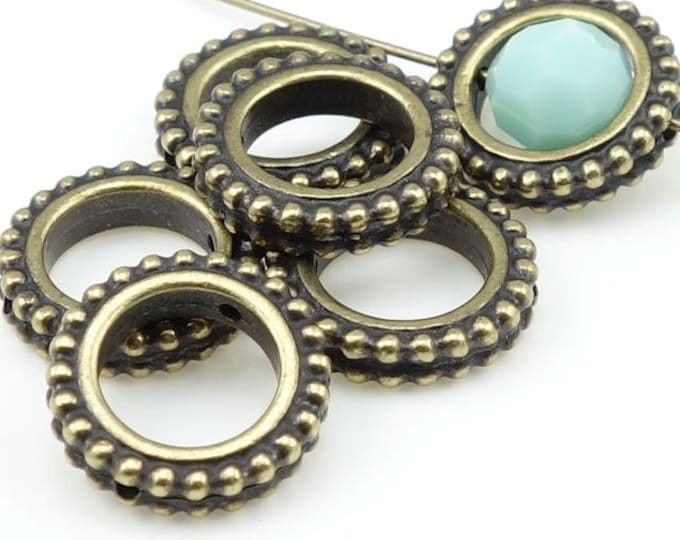 Tierracast Bead Frames for 8mm Beads Antique Brass Beads Brass Oxide Bronze Beads Jewelry Beads