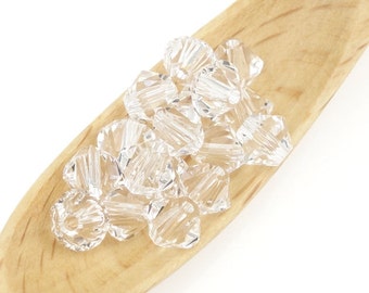 48 CRYSTAL 4mm Bicone Beads Clear Crystal Swarovski Beads Article 5328 4mm Beads Swarovski Bicones