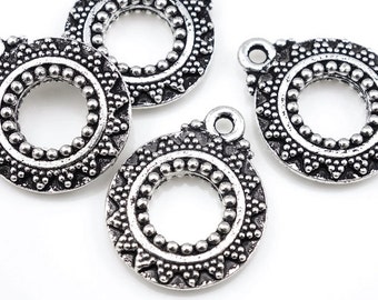 Antique Silver Charms Silver Bali Style Charms by TierraCast Double Sided Silver Pendant for Jewelry Making Jewelry Charms (P617)