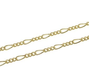 36 Inches Gold Chain - 2mm Wide Gold Plated Figaro Chain - Loose Chain for Necklaces or Jewelry Making (FSCHG2)