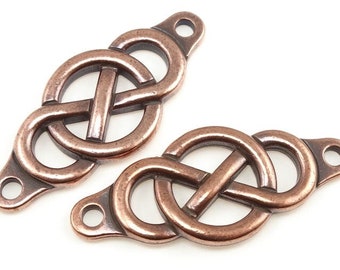 INFINITY CENTERPIECE LINK - Antique Copper 35mm Focal Bar - TierraCast Pewter Rivetable Leather Jewelry Findings (pf2027)
